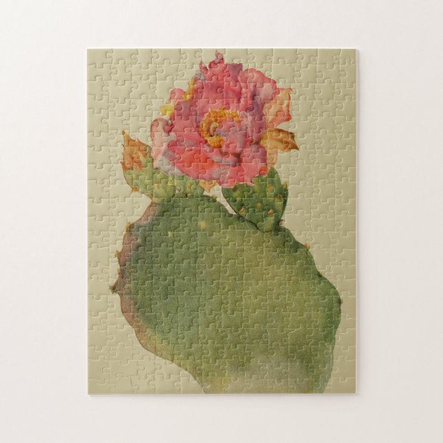 Cactus Flower Watercolor Margaret Armstrong Floral Jigsaw Puzzle (Vertical)