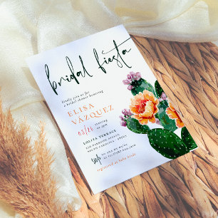 Cactus Flowers Bold Colourful Fiesta Bridal Shower Invitation