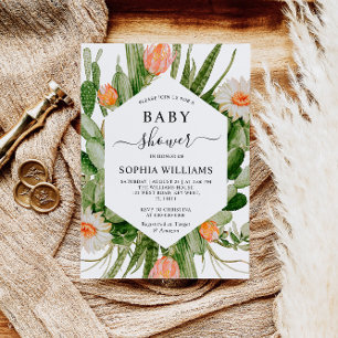Cactus Flowers Frame Baby Shower Invitation