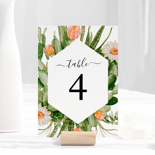 Cactus Flowers Frame Table 4 Wedding Table Number