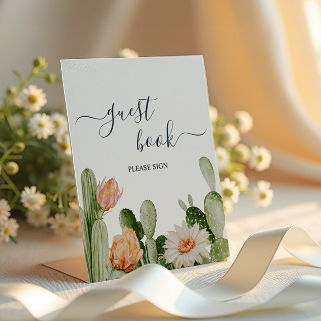 Cactus Flowers Greenery Shower Guest Book Sign (Creator Uploaded)