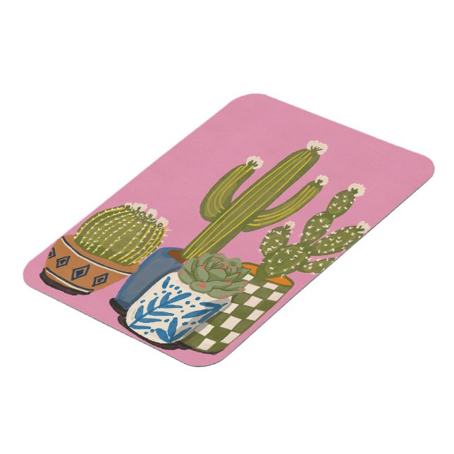 Cactus Flowers Pink Magnet (Left Side)