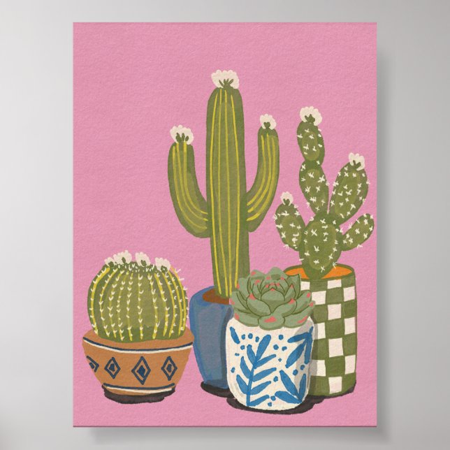 Cactus Flowers Pink Poster (Front)