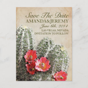 Cactus Flowers Save The Date Announcement Postcard