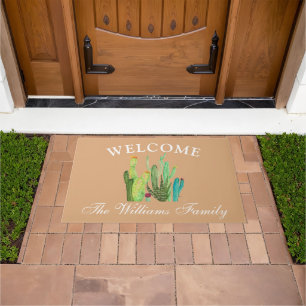 Cactus Flowers Watercolor boho Housewarming Doormat