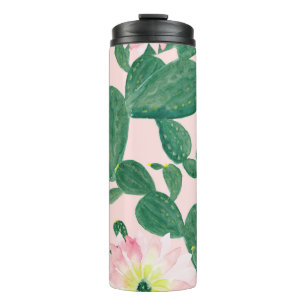 Cactus Flowers: Watercolor Painting Thermal Tumbler