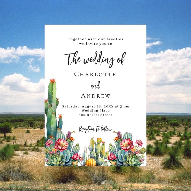Cactus flowers wedding  invitation (Creator Uploaded)