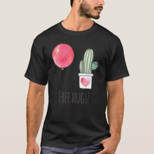 Cactus Free Hugs Balloon Heart Succulent Cactus T-Shirt