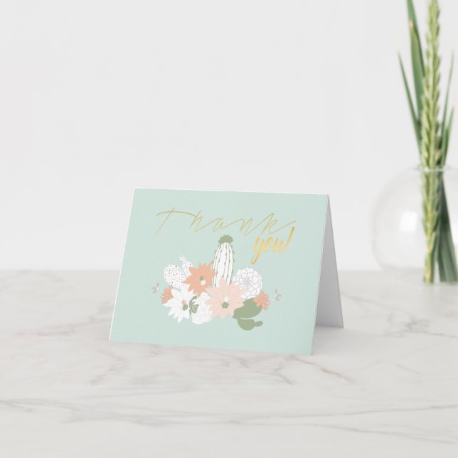 Cactus Fun Whimsical Floral Motifs Thank You Card (Front)