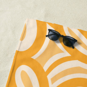 Cactus Garden Abstract Pattern in Mustard Orange Beach Towel