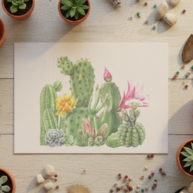 Cactus Garden Cacti Southwest watercolor  Tissue Paper (Creator Uploaded)