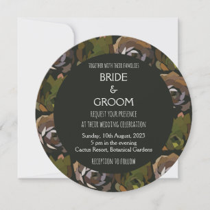 Cactus Garden Leaves Green Botanical Wedding Invitation