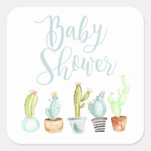 Cactus Garden   Watercolor Baby Shower Square Sticker