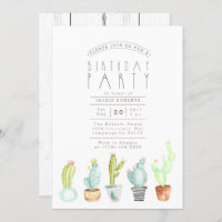 Cactus Garden | Watercolor Birthday Party Invite