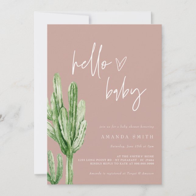 Cactus Gender Neutral Desert Hello Baby Shower Inv Invitation (Front)