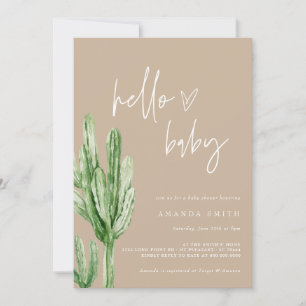 Cactus Gender Neutral Desert Hello Baby Shower Inv Invitation