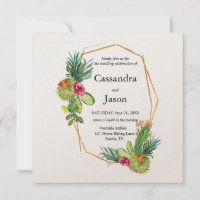 Cactus Geometric Gold Frame Wedding