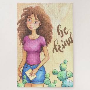 Cactus Girl Be Kind Jigsaw Puzzle