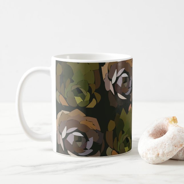 Cactus Green Botanical Cactus Coffee Mug (With Donut)