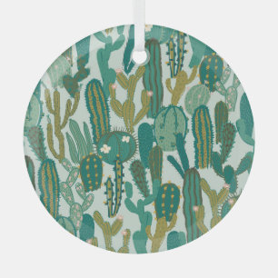 Cactus Green Repeated Vintage Texture Glass Tree Decoration