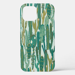 Cactus Green Repeated Vintage Texture iPhone 12 Case