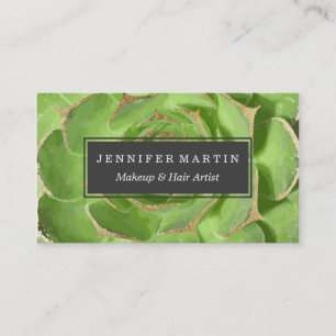 Cactus Green Succulent with Faux Gold Tips Business Card
