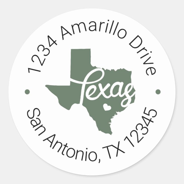 Cactus Green Texas Heart Cutout Address Label (Front)