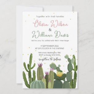 Cactus Greenery Wedding Invitation