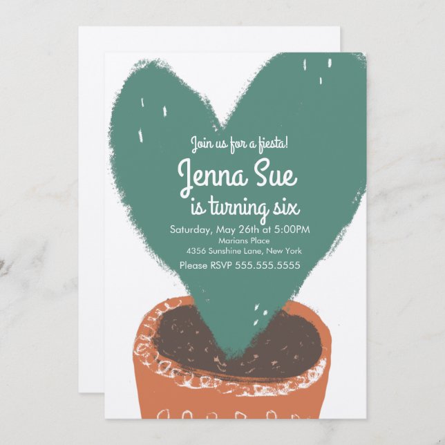 Cactus Heart Plant Fiesta Birthday Kraft (Front/Back)