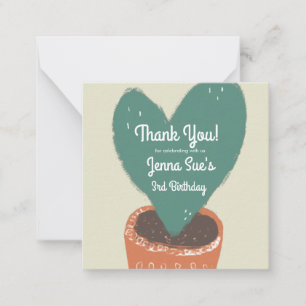 Cactus Heart Plant Fiesta Birthday Thank You Card