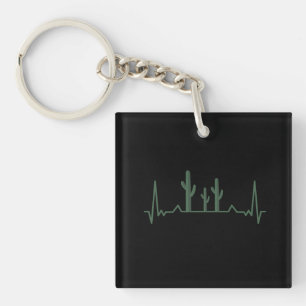Cactus Heartbeat Key Ring