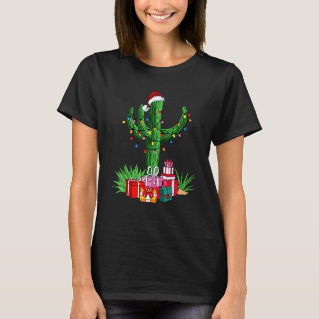 Cactus Holiday Christmas Tree T-Shirt (Front)