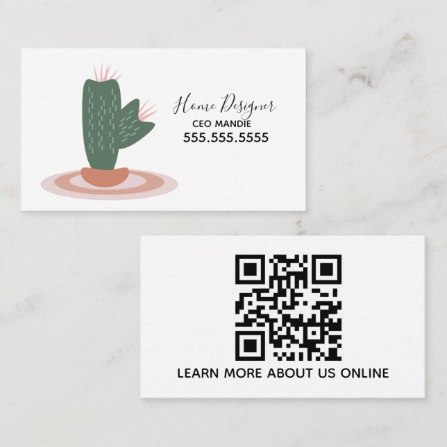 Cactus Home Design Plant  Business Card (Front/Back)