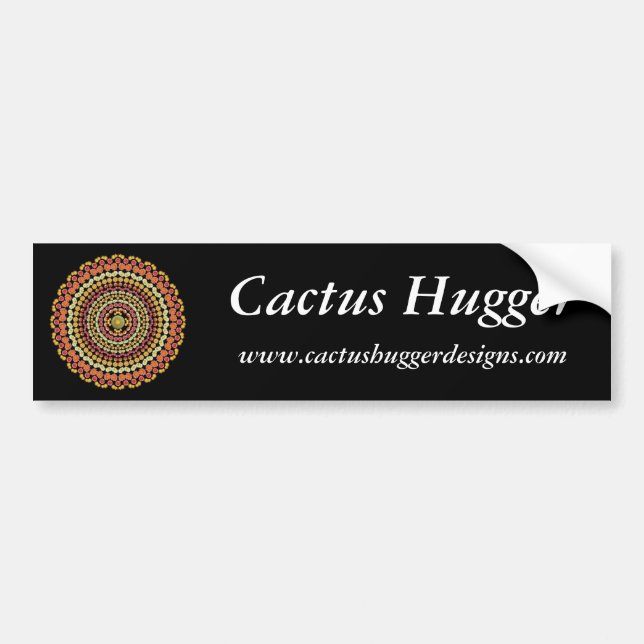 Cactus Hugger Bumper Sticker with Barrel Cactus 1 (Front)