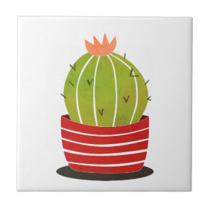 Cactus in a pot minimal art poster ceramic tile