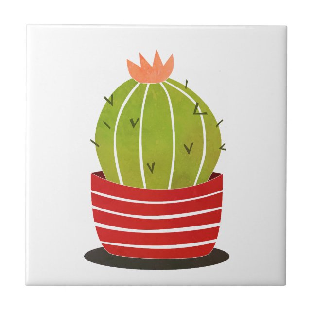 Cactus in a pot minimal art  poster ceramic tile (Front)