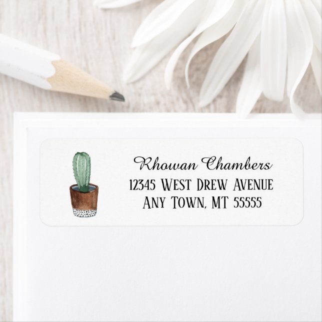 Cactus In A Pot Return Address Label (Insitu)