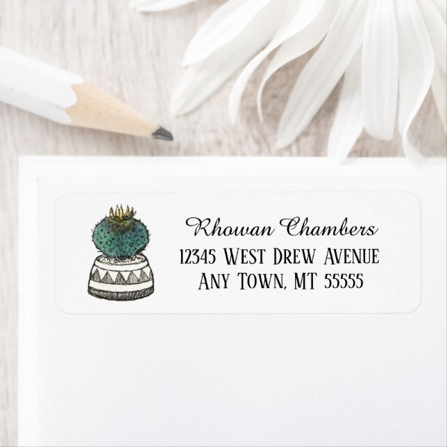 Cactus In A Pot Return Address Label (Insitu)