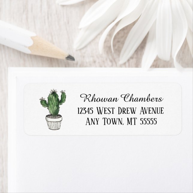 Cactus In A Pot Return Address Label (Insitu)