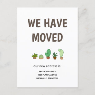 Cactus in a Pot We have Moved Announcement Postcard
