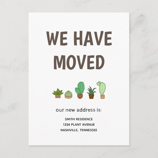 Cactus in a Pot We have Moved Announcement Postcard (Front)