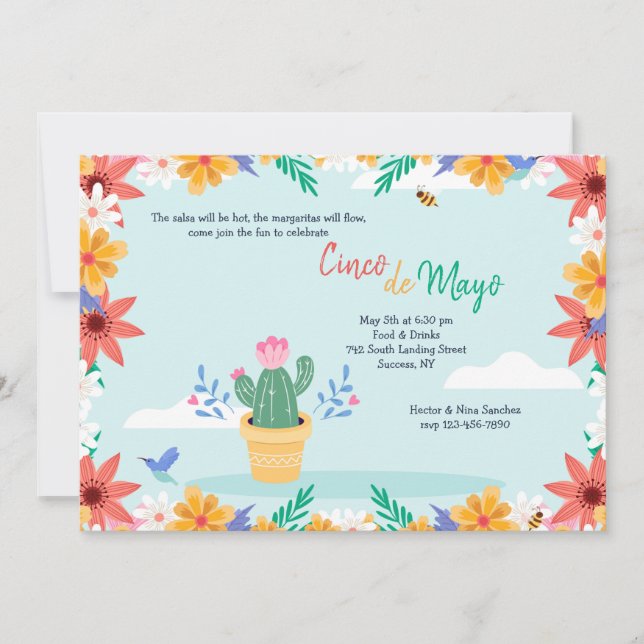 Cactus in Bloom Cinco de Mayo  Invitation (Front)