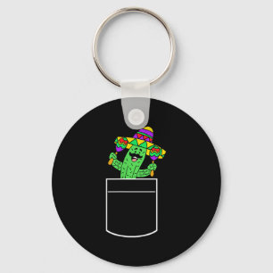 Cactus In Pocket Cinco De Mayo Cute Cartoon Key Ring