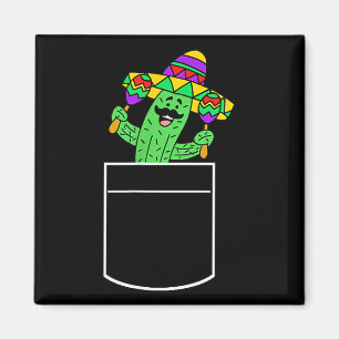 Cactus In Pocket Cinco De Mayo Cute Cartoon Magnet