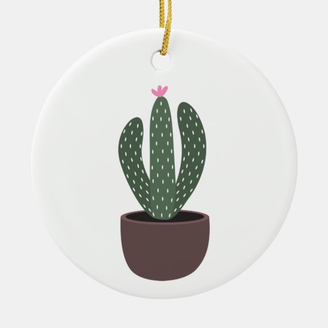 Cactus in pot ceramic ornament (Front)