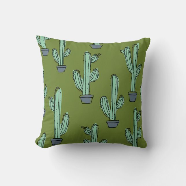 Cactus in Pot Illustration Cushion (Front)