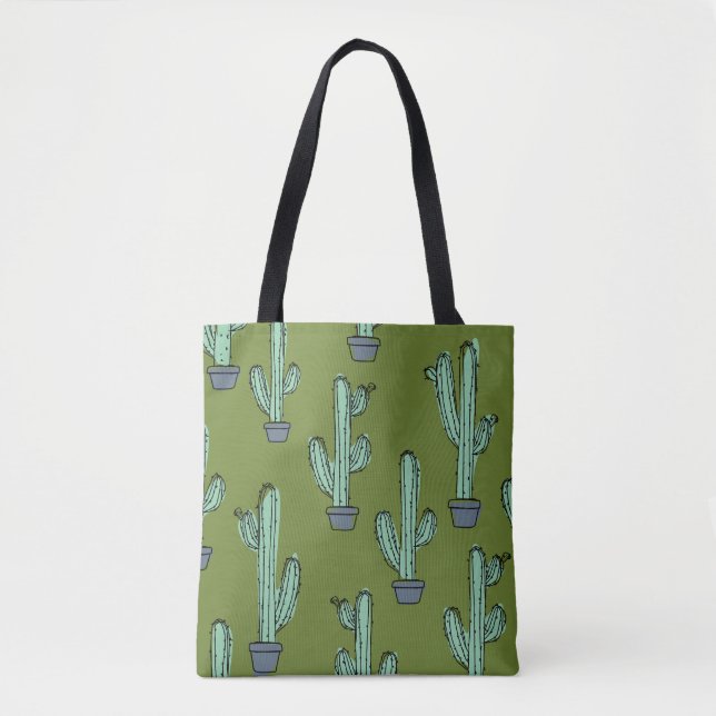 Cactus in Pot Illustration Tote Bag (Front)