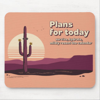 Cactus in Sunglasses Retro Desert Mouse Pad