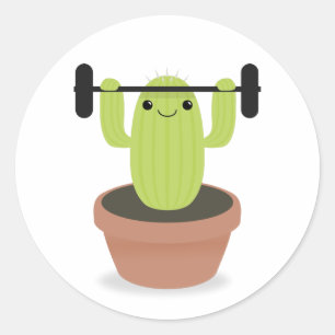 Cactus in training classic round sticker