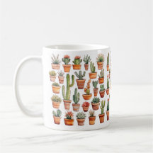 Cactus in Watercolor Mugs